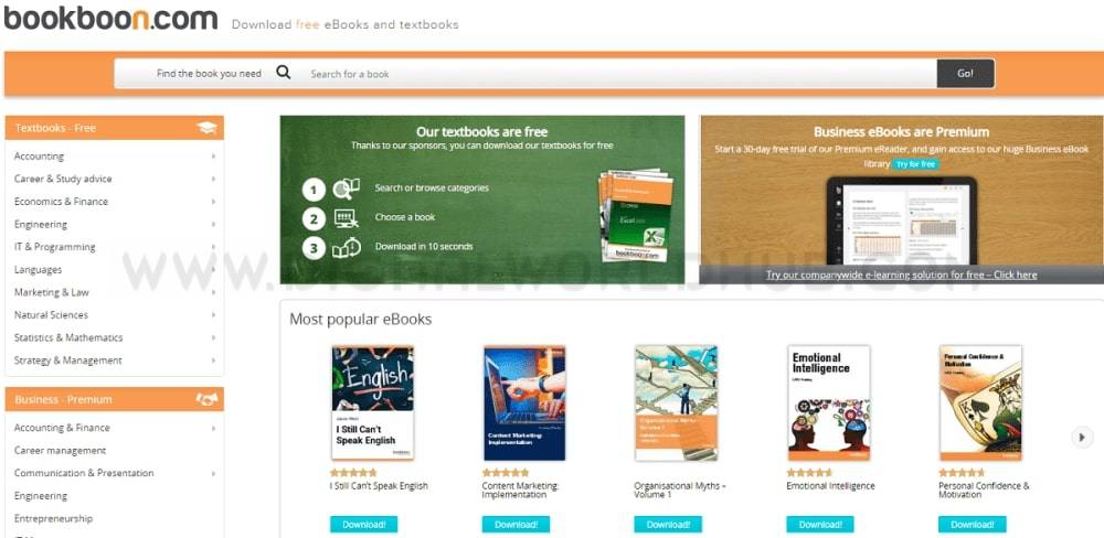 BookBoon ebooks website